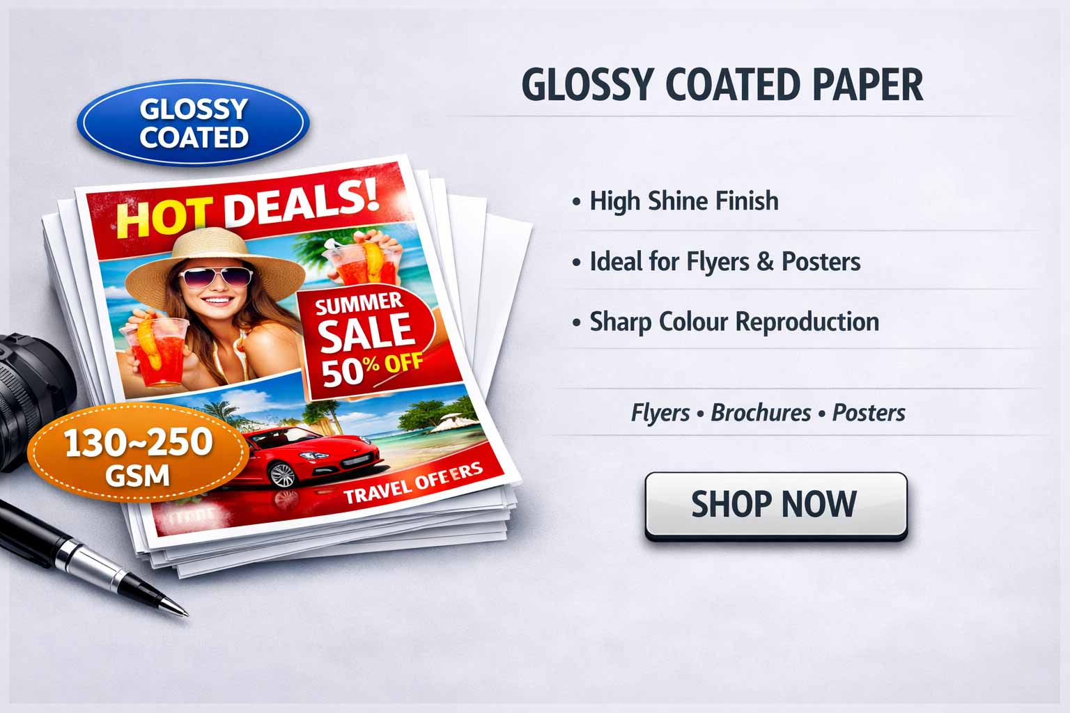 Glossy coated paper