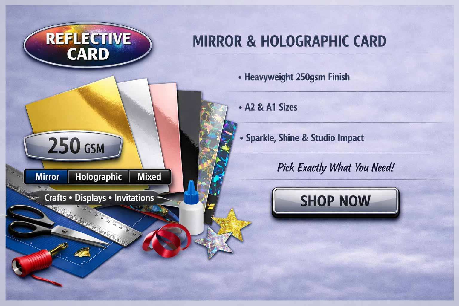 Reflective mirror card